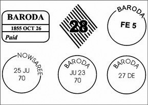 Different Postmarks of Baroda