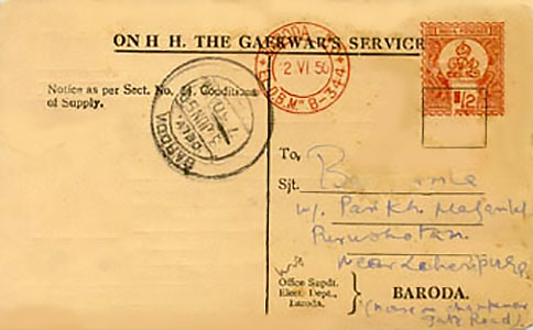 BARODA P.O. 'EL.D.B.M.' B-344" Meter Franking